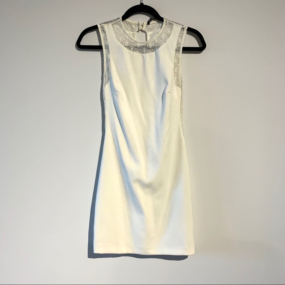 ZARA - Fitted White Mini Dress with Lace details